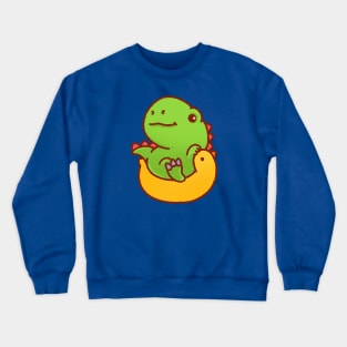 Cute dino on a yellow bird pool float Crewneck Sweatshirt